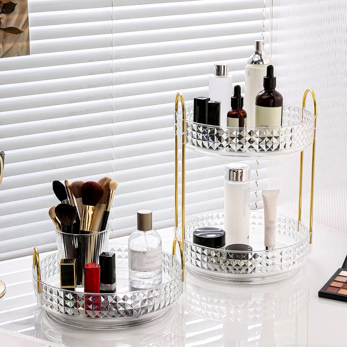 1개/고급 화장품 보관함 데스크탑 회전식 화장대 정리함 - Luxury Skincare Organizer 리뷰 및 가격